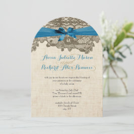 Invitación Boda Rústico Azul de encaje