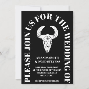 Invitación Boda Rústico Black Dark Moody Arch Boho