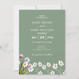 Invitación Boda Rústico Boho Floral Sage Green & White