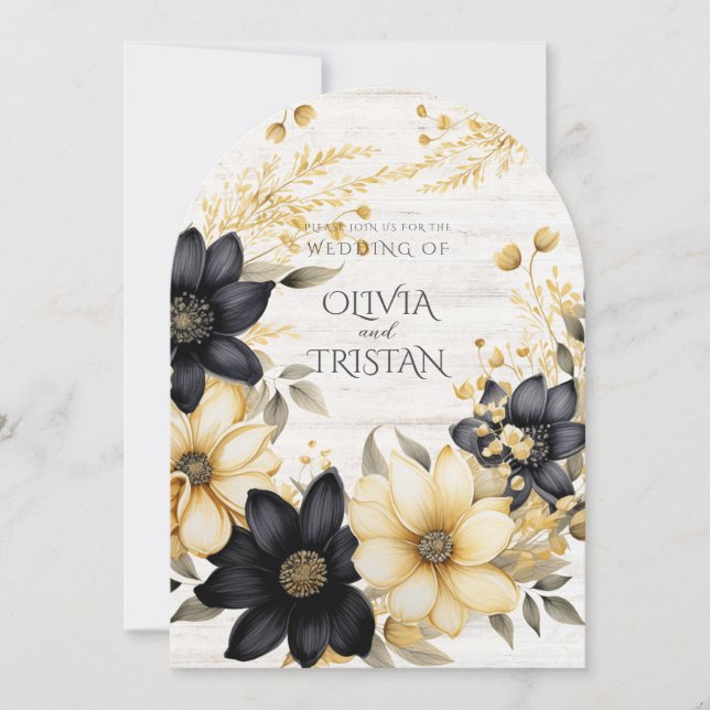 Invitación Boda Rústico Boho Floral Wood (Anverso)