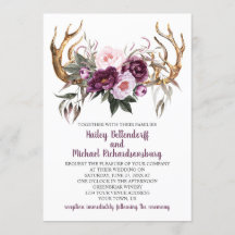 Boda Rústico Boho Purple Plum Peonies Antlers