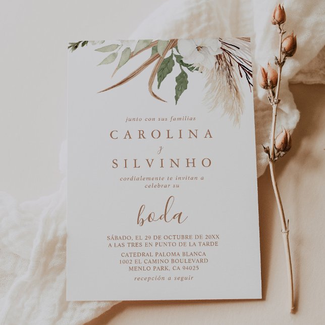 Invitación Boda Rústico Boho Simple Floral Boda (Subido por el creador)