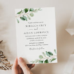 Invitación Boda rústico botánico Eucalyptus Greenery<br><div class="desc">Esta sencilla y elegante Invitación a la Boda cuenta con hermosas ramas de hojas de eucalipto de color húmedo y se ha combinado con una caligrafía caprichosa y un elegante tipo de letra serif en oro y gris. Para realizar cambios avanzados, seleccione la opción "Hacer clic en más personalizar" en...</div>