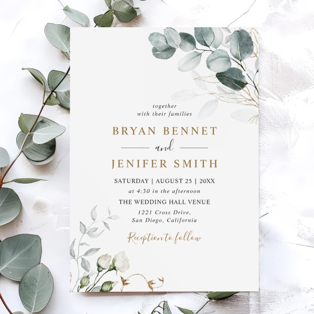 Invitación Boda rústico botánico Eucalyptus Greenery (Subido por el creador)