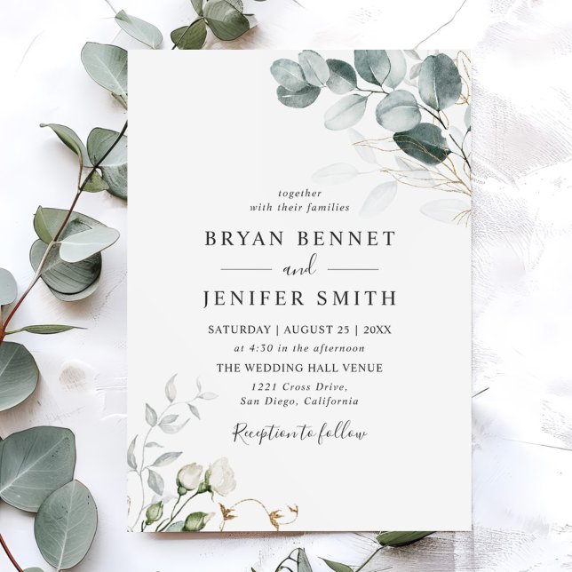 Invitación Boda rústico botánico Eucalyptus Greenery (Subido por el creador)