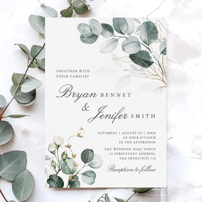 Invitación Boda rústico botánico Eucalyptus Greenery (Subido por el creador)