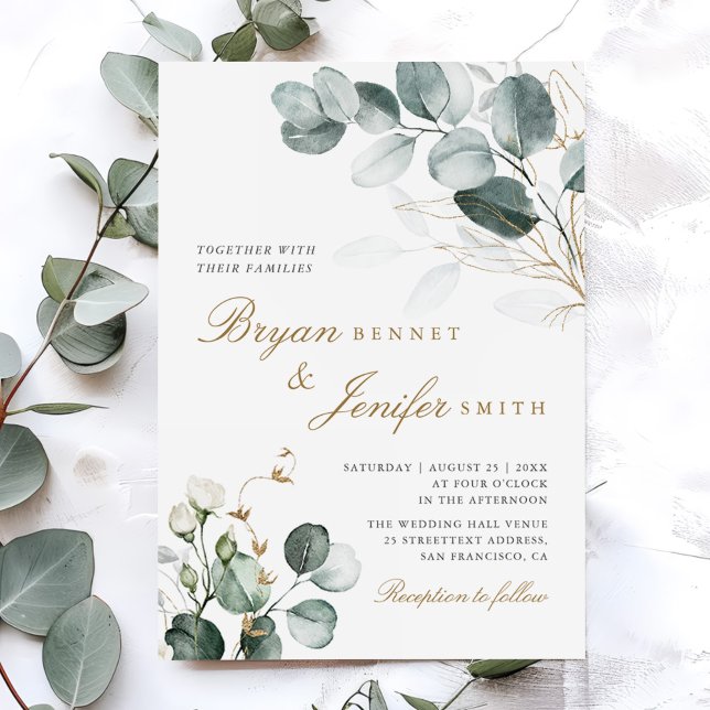 Invitación Boda rústico botánico Eucalyptus Greenery (Subido por el creador)
