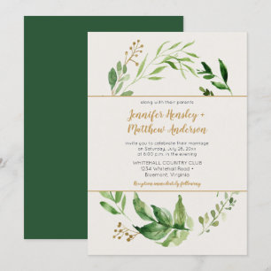 Invitación Boda Rústico Botánico Wreath Gold Buds