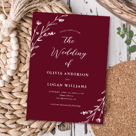 Invitación Boda Rústico Burgundy Wildflower Boho