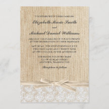 Boda Rústico Burlap Lace Ivory Ribbon