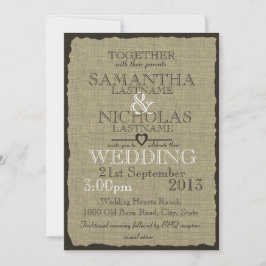 Invitación Boda Rústico Burlap Look 5x7