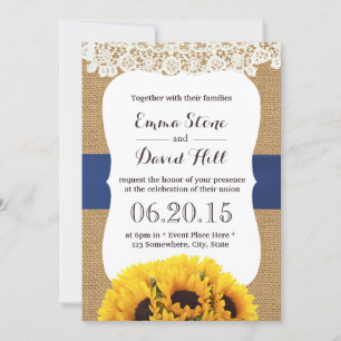 Invitación Boda Rústico Burlap Sunflowers