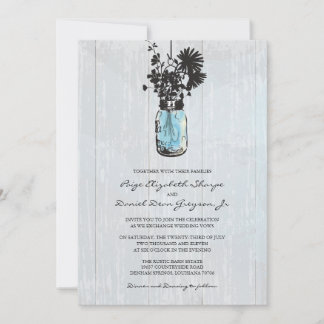 Invitación Boda Rústico Colgando Mason Jar