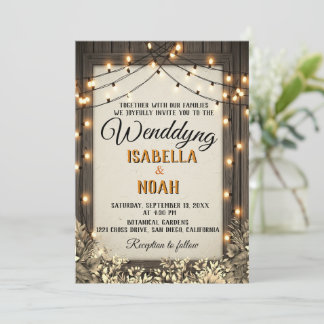 Invitación Boda rústico con flores y follaje vintage