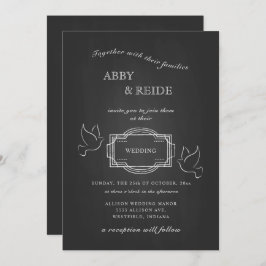 Invitación Boda Rústico con palomas dibujadas a mano