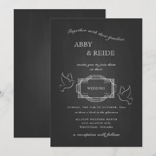 Invitación Boda Rústico con palomas dibujadas a mano