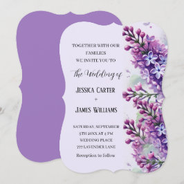 Invitación Boda Rústico de Acuarela de Flores Lilac
