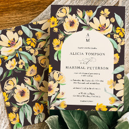 Invitación Boda Rústico de arco floral de girasol amarillo mo