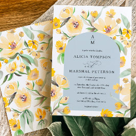 Invitación Boda Rústico de arco floral de girasol amarillo mo