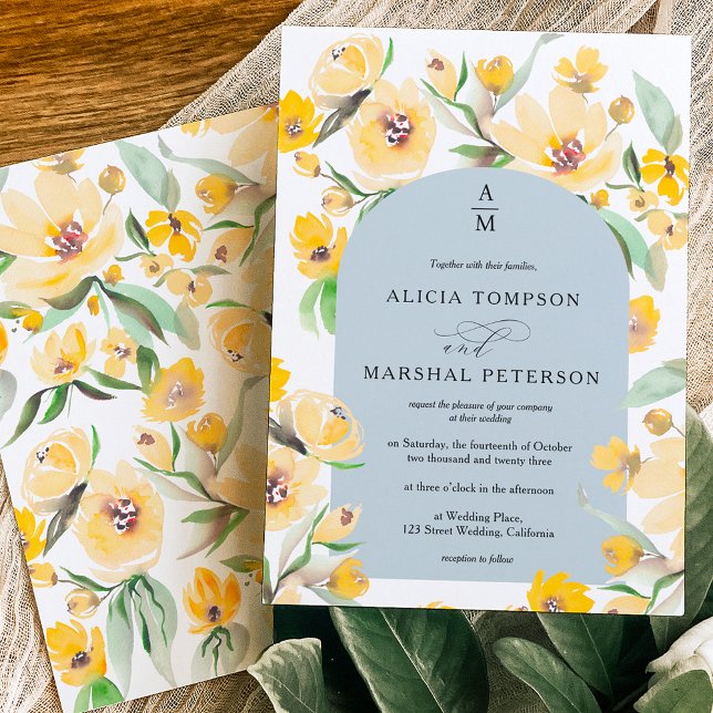 Invitación Boda Rústico de arco floral de girasol amarillo mo (Subido por el creador)