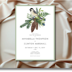 Invitación Boda Rústico de arcos de invierno y pájaros
