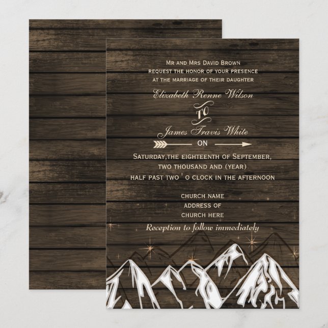 Invitación Boda Rústico de Barn wood Camping (Anverso / Reverso)