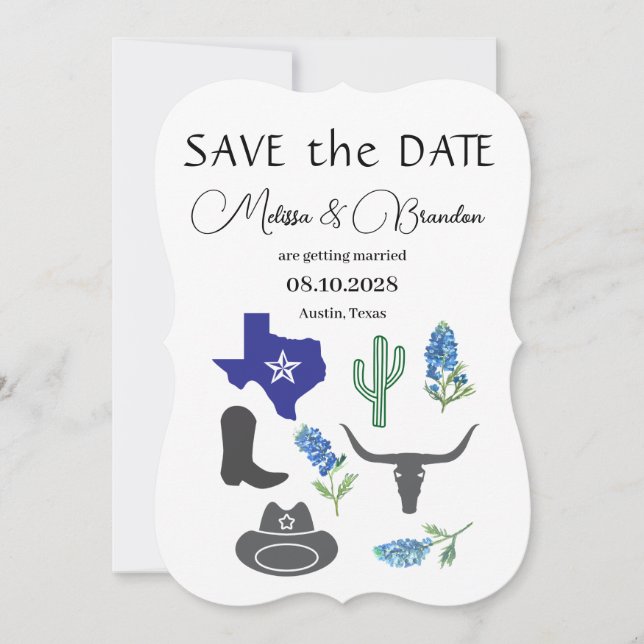 Invitación Boda Rústico de Bluebonnets Blue Floral Texas (Anverso)