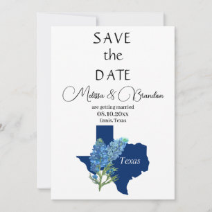 Invitación Boda Rústico de Bluebonnets Blue Floral Texas