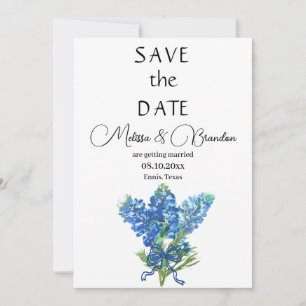 Invitación Boda Rústico de Bluebonnets Blue Floral Texas