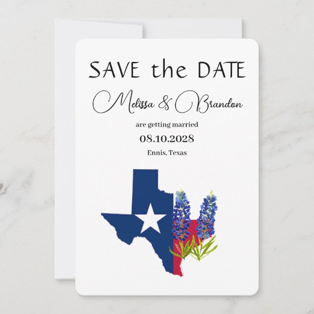 Invitación Boda Rústico de Bluebonnets Blue Floral Texas (Anverso)