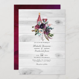 Invitación Boda Rústico de Boho Plum Wine Dastante QR Código