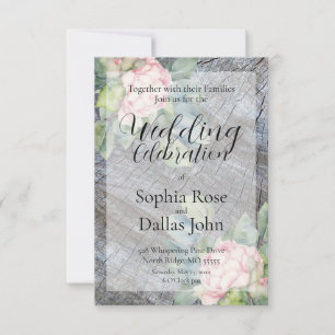 Invitación Boda rústico de boho rosa floral