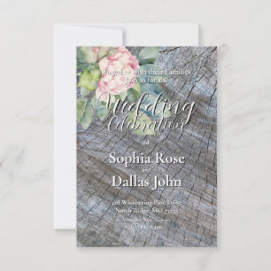 Invitación Boda rústico de boho rosa floral