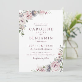 Invitación Boda rústico de boho rosa y turbio
