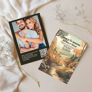 Invitación Boda Rústico de Bosque de Montaña Evergreen Código