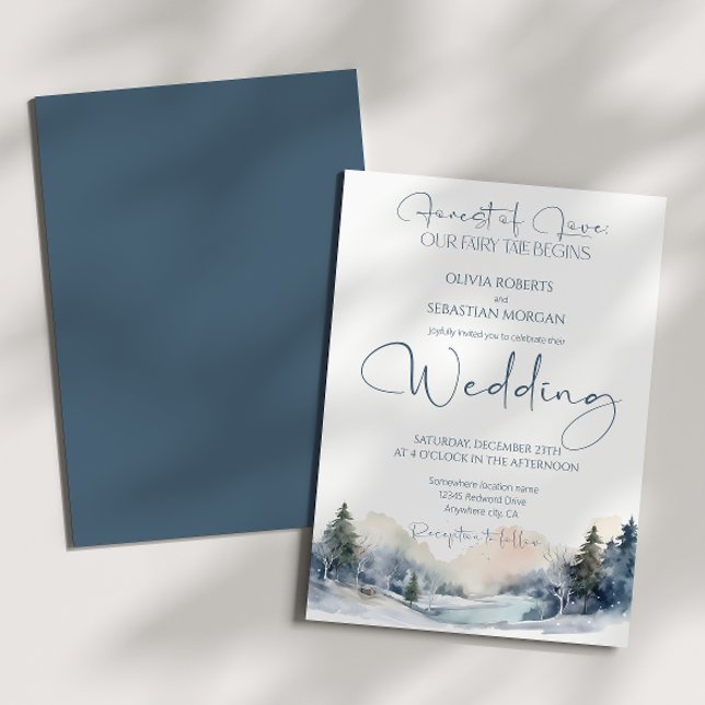 Invitación Boda rústico de bosques de invierno en Woodland (Subido por el creador)