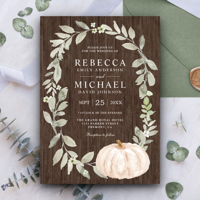 Invitación Boda Rústico de Calabaza Blanca Sage Greenerenery (Subido por el creador)
