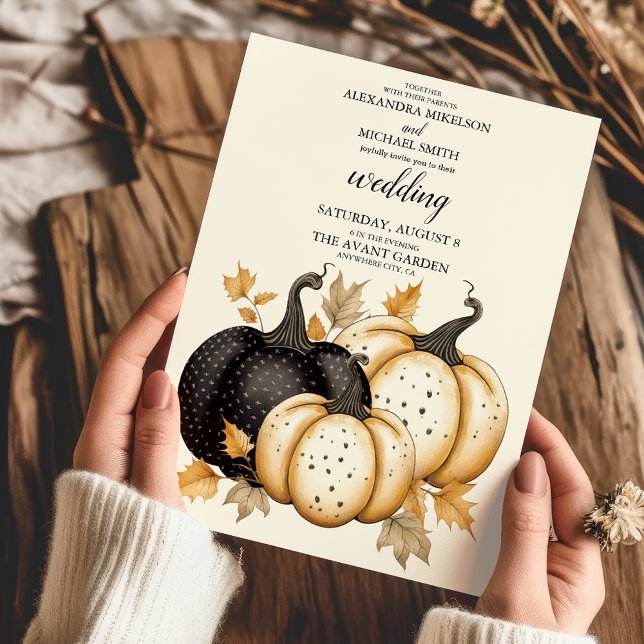 Invitación Boda Rústico de Calabaza Negra y Oro (Subido por el creador)