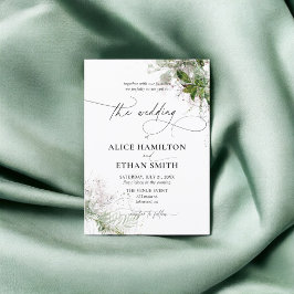 Invitación Boda rústico de caligrafía elegante verde