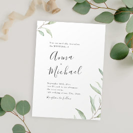 Invitación Boda rústico de caligrafía verde mínima