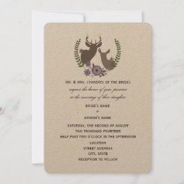 Invitación Boda Rústico De Cerveza - Floral Púrpura