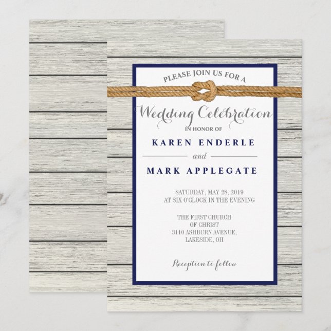 Invitación Boda Rústico de Dockside Rope (Anverso / Reverso)