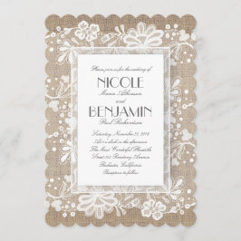 Invitación Boda Rústico de encaje floral blanco