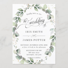 Invitación Boda Rústico de Eucalyptus Greenery Wreath Leafy