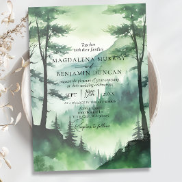 Invitación Boda Rústico de Evergreen Pine Fir Trees