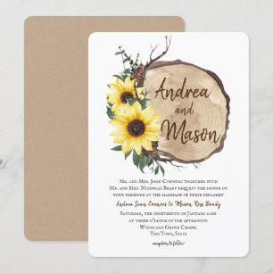 Invitación Boda Rústico de Flor de Madera de Flor de Caída