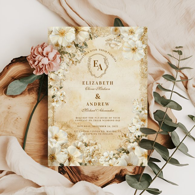 Invitación Boda Rústico de Floral Boho de Marfil (Subido por el creador)