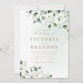 Invitación Boda rústico de flores blancas de eucalipto