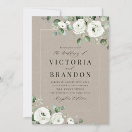 Invitación Boda rústico de flores blancas de eucalipto