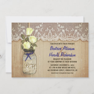 Invitación boda rústico de flores verdes de tarro de albañil